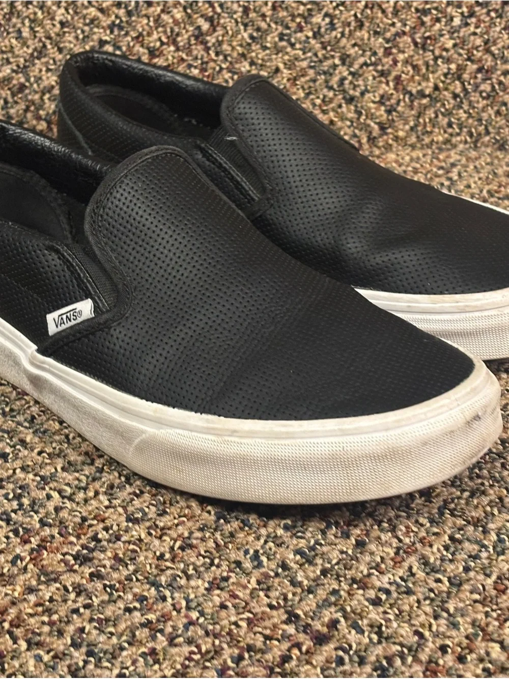 Vans Black Slip-On Perforated Leather Loafers
